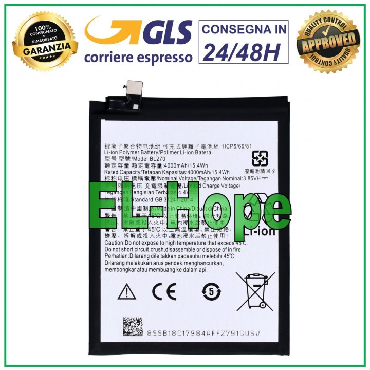 BL270 BATTERY FOR MOTOROLA MOTO E5 XT1944 / LENOVO K6 NOTE 4000 mAh