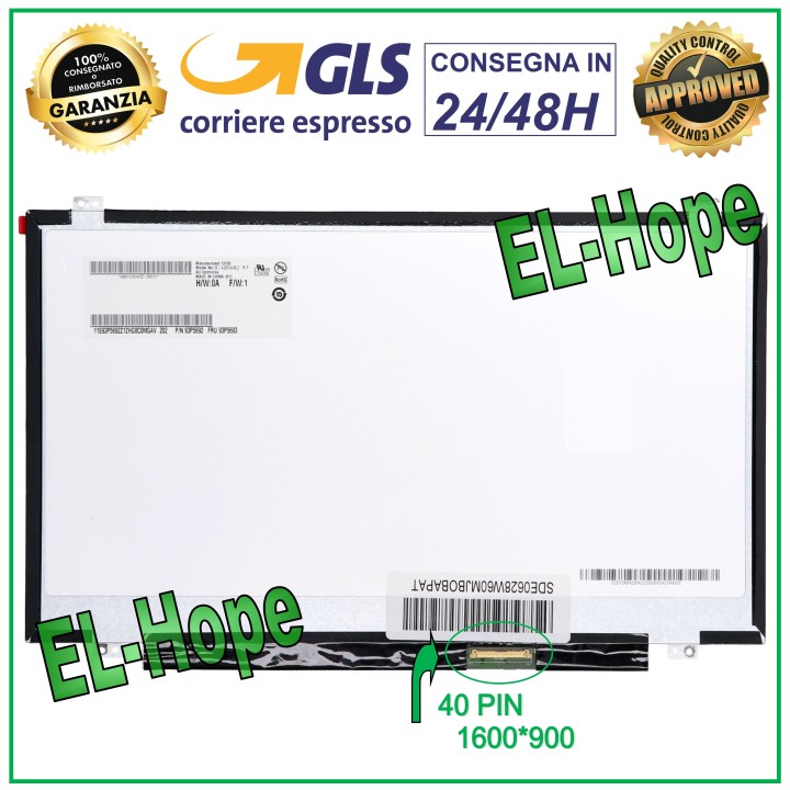 DISPLAY B140RW02 V.1 LCD NOTEBOOK 14  40 PIN 1600*900 HD LED SCREEN