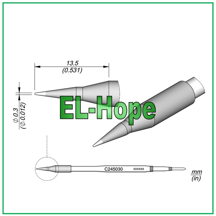 CARTRIDGE C245030 JBC CARTRIDGE CONICAL 0.3 mm ORIGINAL SOLDERING IRON TIP