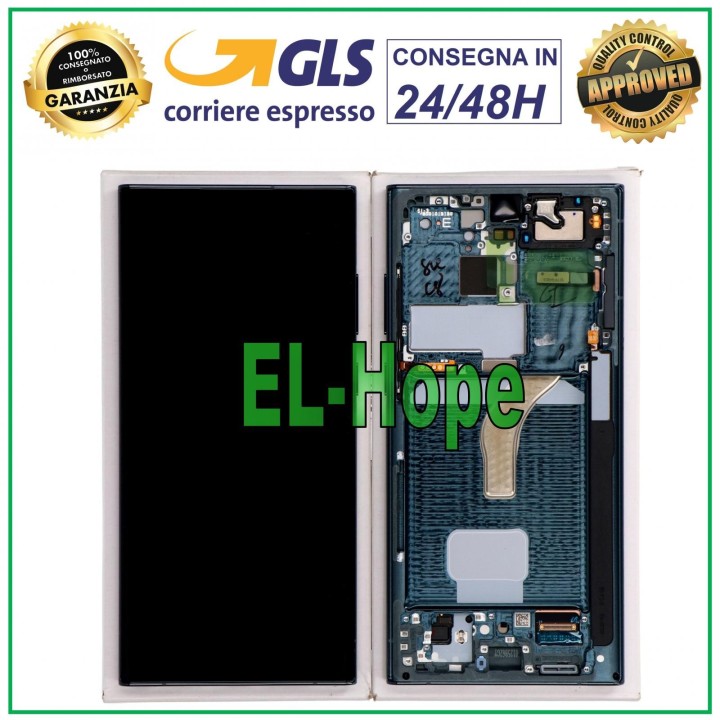 ORIGINAL FRAME DISPLAY SAMSUNG S22 ULTRA SM-S908 TOUCH GREEN GREEN GH82-27488D