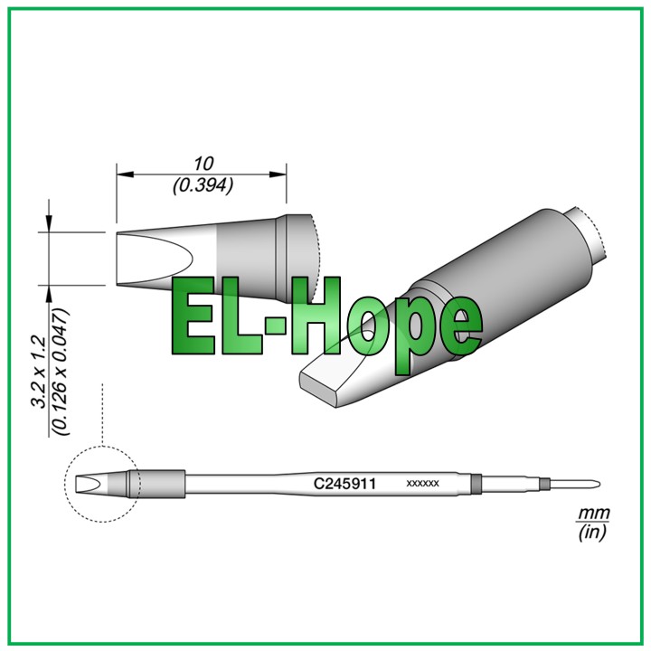 CARTRIDGE C245911 JBC CARTRIDGE CHISEL 3.2 X 1.2 ORIGINAL SOLDERING IRON TIP