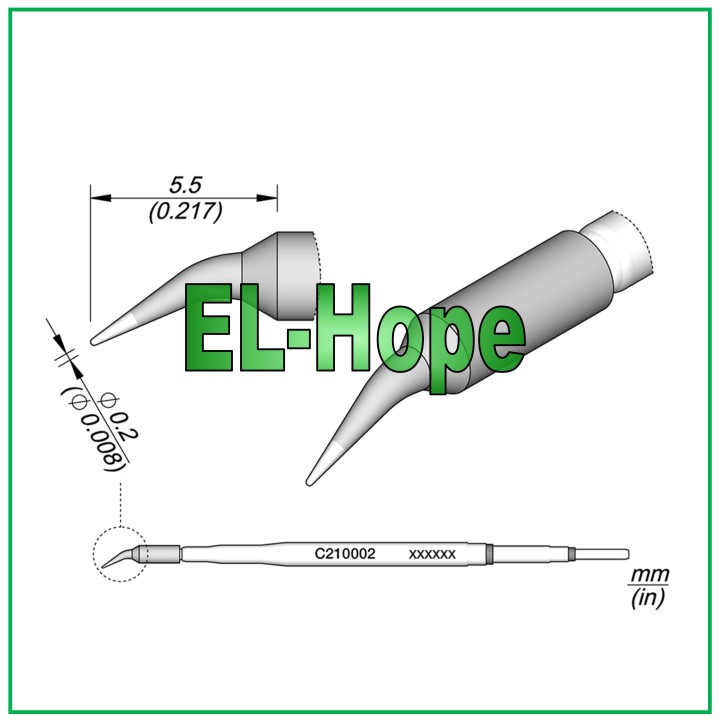 CARTRIDGE C210002 JBC CARTRIDGE BENT 0.2 mm ORIGINAL SOLDERING IRON TIP