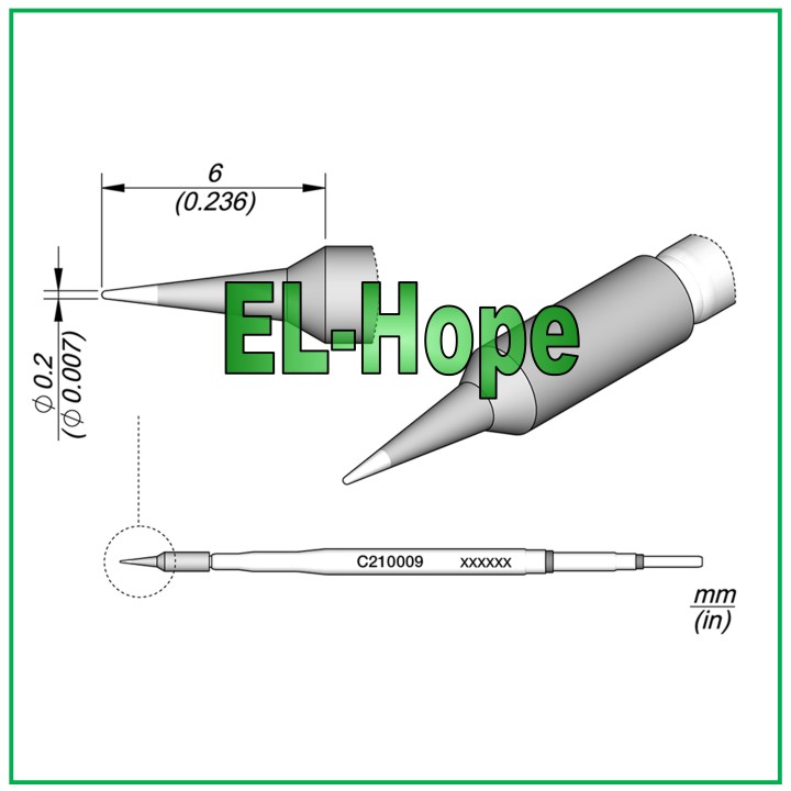 CARTRIDGE C210009 JBC CARTRIDGE CONICAL 0.2 mm ORIGINAL SOLDERING IRON TIP