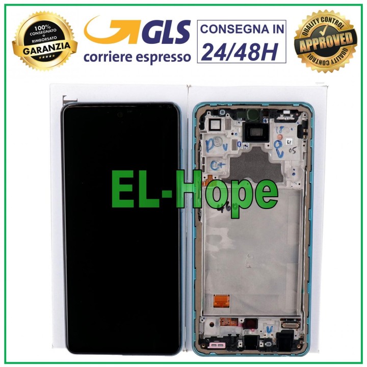 ORIGINAL DISPLAY SAMSUNG A72 SM A725 A726 TOUCH SCREEN FRAME BLUE GH82-25542B