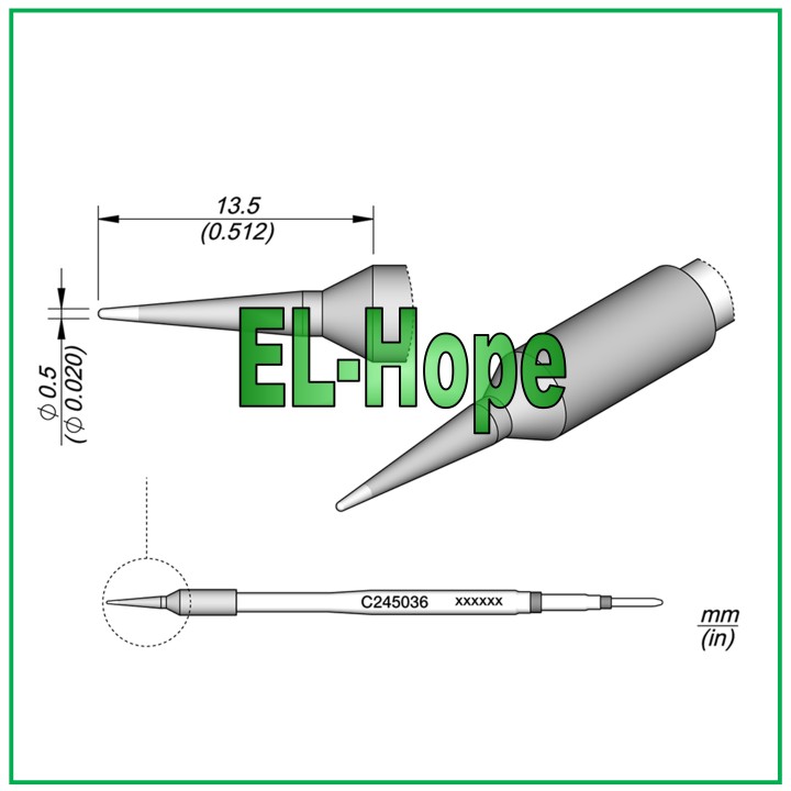 CARTRIDGE S1 C245036 JBC CARTRIDGE CONICAL 0.5mm ORIGINAL SOLDERING IRON TIP