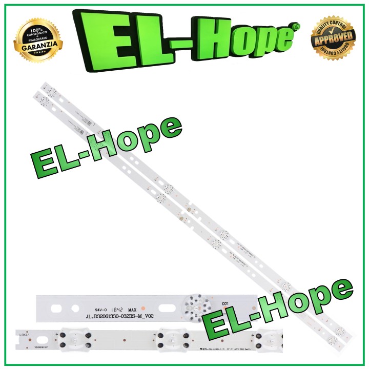 KIT OF 2 6 LED STRIP BARS FOR 32  TV AKAI LB1072 JL.D32061330-032BS-M V02 L615mm