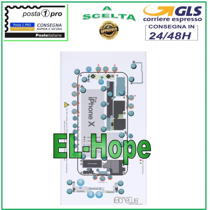 ISCREWS MAP SCREW HOUSING PAD ILLUSTRATED FOR APPLE IPHONE X DISASSEMBLY