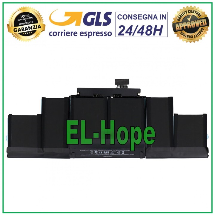 REPLACEMENT BATTERY A1417 FOR APPLE MACBOOK PRO 15  2012 2013 A1398 8800 mAh