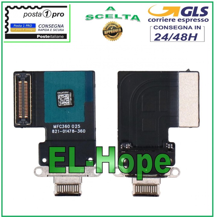 CHARGING CONNECTOR IPAD PRO 11 2018 A1934 A1980 A2013 BLACK CHARGING FLAT FLEX