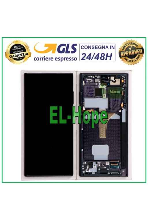 ORIGINAL FRAME LCD DISPLAY SAMSUNG GALAXY S22 ULTRA SM-S908 TOUCH SCREEN BLACK