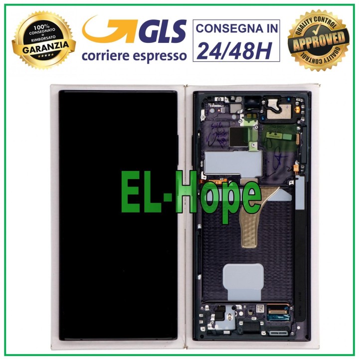 ORIGINAL FRAME DISPLAY SAMSUNG S22 ULTRA SM-S908 TOUCH SCREEN BLACK GH82-27488A