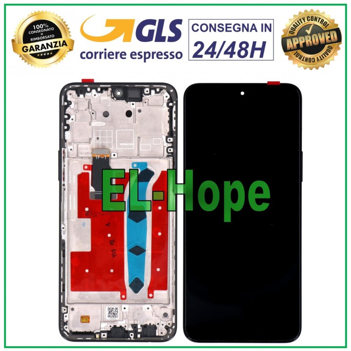 DISPLAY FRAME FOR HONOR X8 4G TFY-LX1 TFY-L026 TFY-L036 TOUCH SCREEN BLACK GLASS