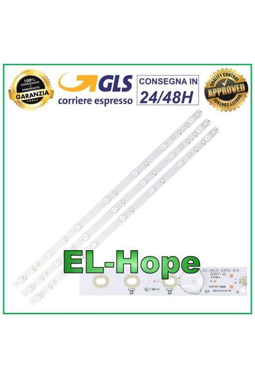 KIT 3 LED STRIP BARS FOR PHILIPS TV GJ-2K15 D2P5-315 D307-V1 32PFH4100 3V