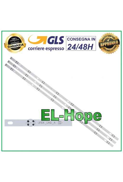 KIT OF 3 8 LED STRIP BARS FOR LG TV 43 UF64-UHD-A LB268 V2.0XS200604 850 mm