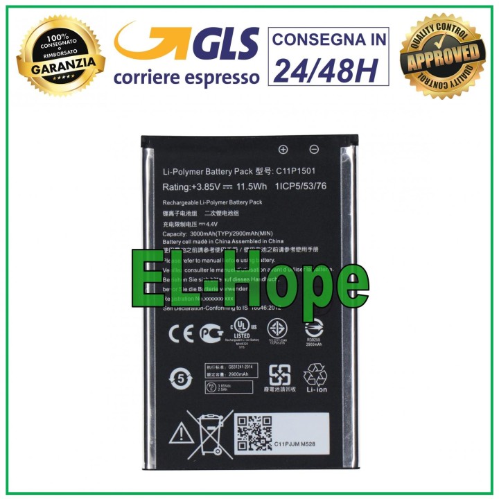 BATTERY C11P1501 FOR ASUS ZENFONE 2 LASER ZE551KL ZE550KL 3000mA EQUAL ORIGINAL