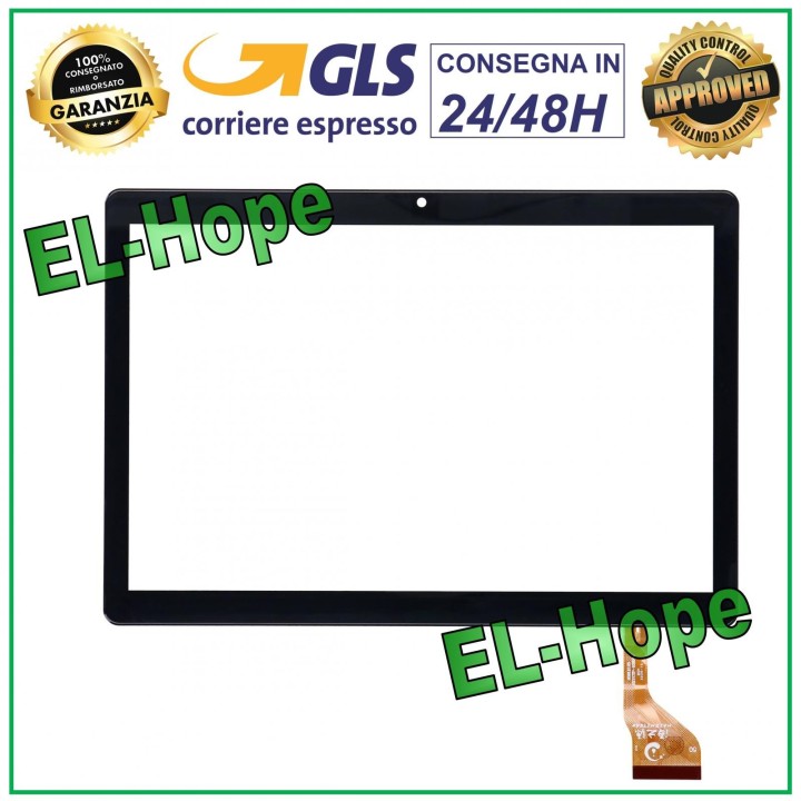 TOUCH SCREEN GLASS YESTEL X7 FLAT FLEX CODE HZYCTP-102044 10.1  BLACK DOUBLE-SIDED ADHESIVE