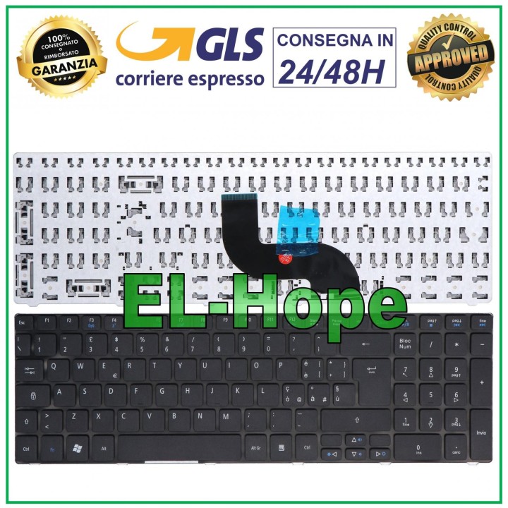ITA KEYBOARD FOR NOTEBOOK PACKARD BELL EASYNOTE MS2290 TM85 TM97 TM98 TM99 BLACK