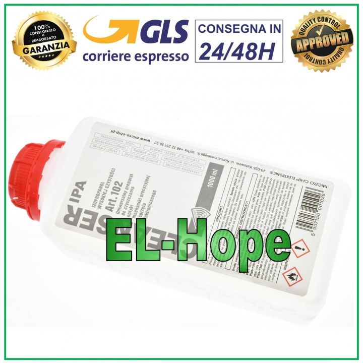 ART.102 PURE ISOPROPYL ALCOHOL CHEMICAL DETERGENT FOR CLEANING REMOVING OXIDE