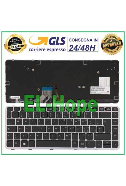 ITALIAN KEYBOARD FOR HP ELITEBOOK FOLIO 1040 G1 G2 BACKLIT FRAME SILVER