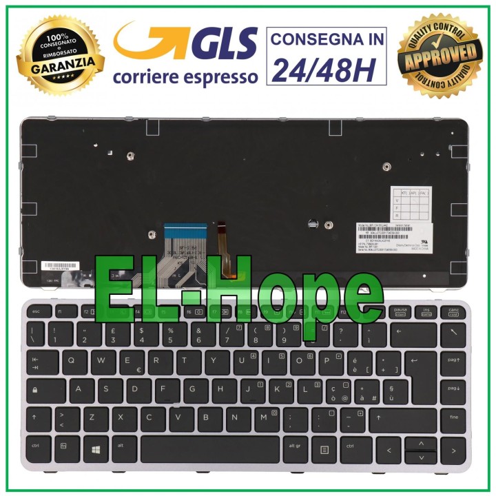 ITALIAN KEYBOARD FOR HP ELITEBOOK FOLIO 1040 G1 G2 BACKLIT FRAME SILVER