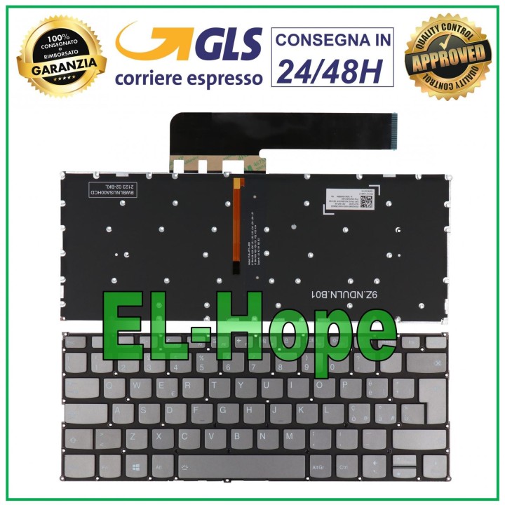 ITA KEYBOARD FOR LENOVO YOGA C640-13IML NOTEBOOK BACKLIT SILVER