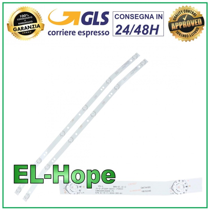 KIT OF 2 6 LED STRIP BARS FOR 32  TV AKAI JS-D-JP32DM-061EC MS-L2082 V1 V2