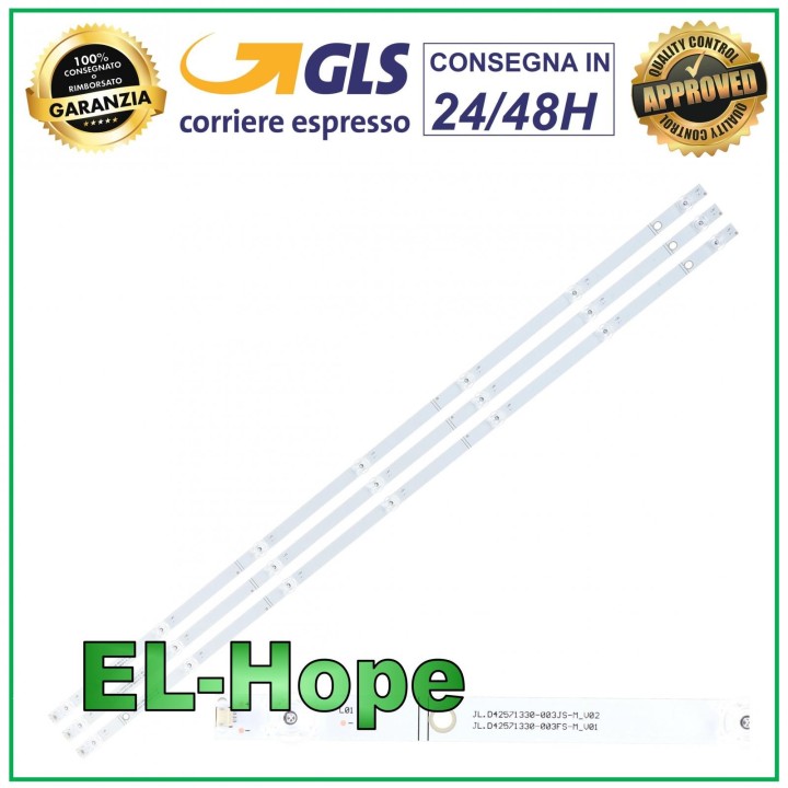 KIT 3 BARS 7 LED TV 42  HISENSE JL.D42571330-003FS-M_V01 HD425V1U51 H43BE7000