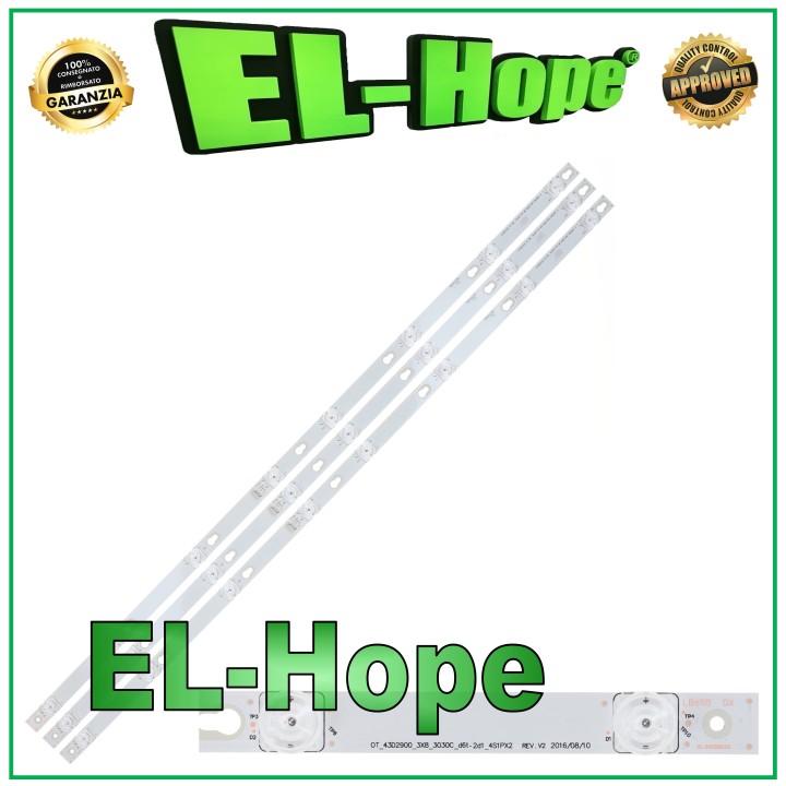 KIT 3 BARS 8 LEDs FOR 43  TV TCL TOT-43D2900-3X8-3030C 43D2900 43DP608 U43P6046