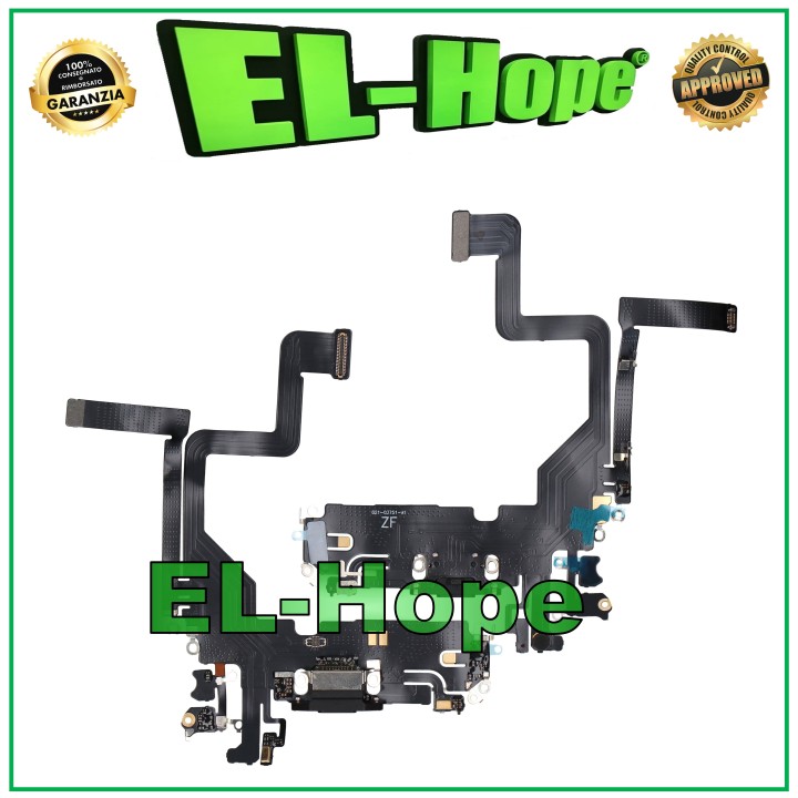 CHARGING CONNECTOR FOR APPLE iPhone 14 PRO FLAT FLEX CHARGING MICROPHONE BLACK