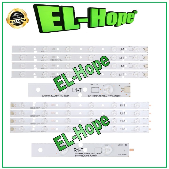 KIT 8 BARS 6 LEDs FOR 39  TV TOSHIBA SVT390A12 / SVT390A05 / SVT400A94 /39L2300D
