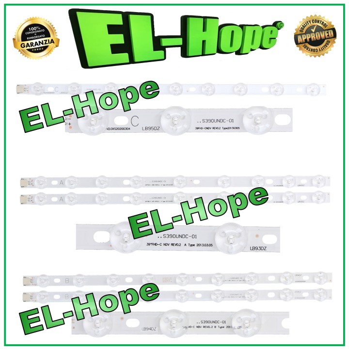 KIT 5 LED STRIP BARS FOR 39  TV VESTEL ABC TYPE LB93DZ LB94DZ LB95DZ
