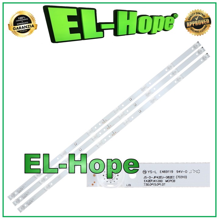 KIT 3 LED STRIP BARS FOR 42  TV AKAI JS-D-JP42EU-082EC YS-L E469119 L730mm 2PIN