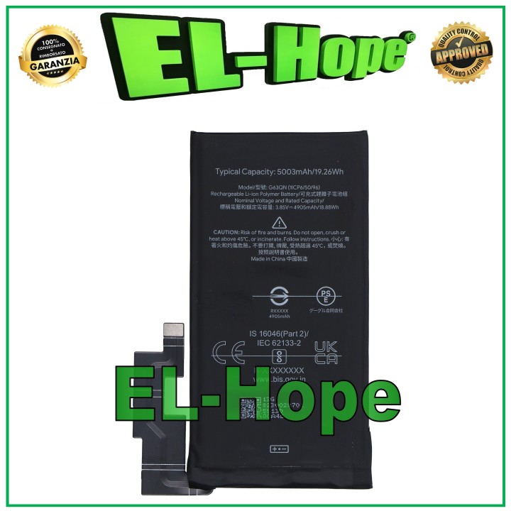 BATTERY G63QN FOR GOOGLE PIXEL 6 PRO GLUOG G8VOU 5003 mAh EQUAL TO ORIGINAL