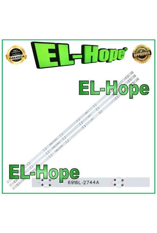 KIT OF 3 8 LED STRIP BARS FOR 43 TV LG AGF9046801 6916L-2744A LB232 842 mm