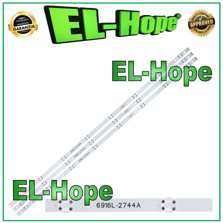 KIT OF 3 8 LED STRIP BARS FOR 43  TV LG AGF9046801 6916L-2744A LB232 842 mm