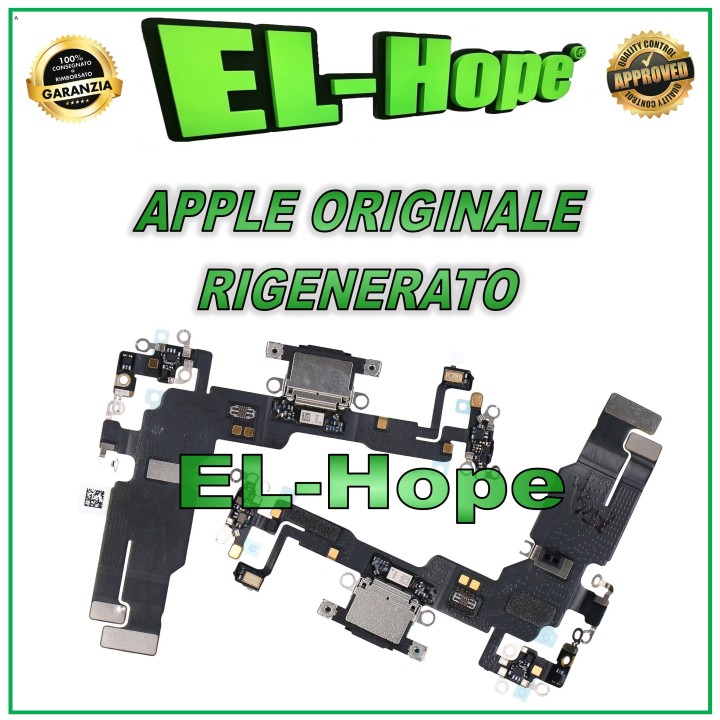 ORIGINAL APPLE IPHONE 15 BLACK REFURBISHED CHARGING CONNECTOR FLAT