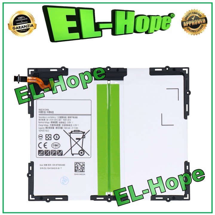 BATTERY EB-BT585ABE FOR SAMSUNG GALAXY TAB A 10.1 SM T580 T585 EQUAL ORIGINAL