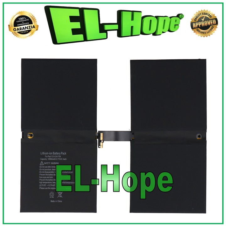 BATTERY A1754 FOR APPLE IPAD PRO 12.9  2ND GEN. A1670 A1671 A1821 EQUAL TO ORIGINAL