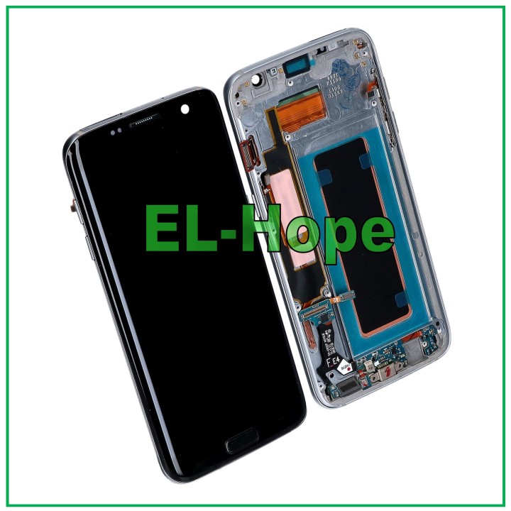 OLED FRAME DISPLAY FOR SAMSUNG GALAXY S7 EDGE SM-G935 TOUCH SCREEN BLACK GLASS