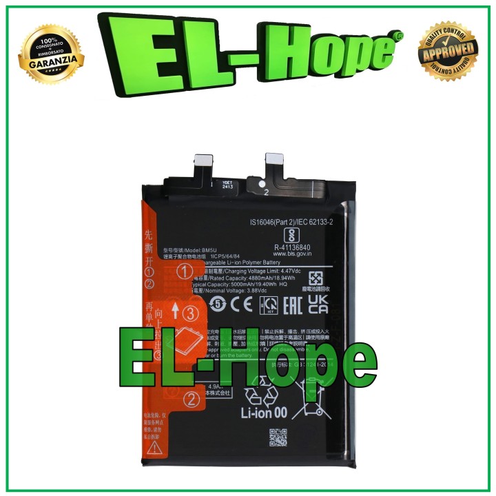 BATTERY BM5U FOR XIAOMI REDMI NOTE 13 PRO+ PLUS 23090RA98C IG PARI ORIGINAL