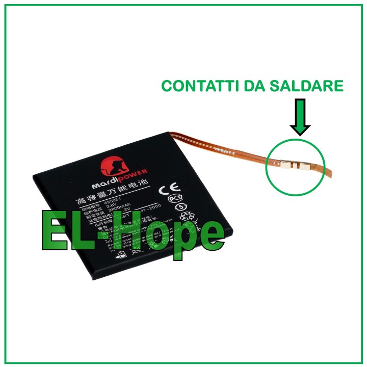 UNIVERSAL REPLACEMENT BATTERY FOR CELL PHONES SMARTPHONES AND TABLETS 3.8V 2800mAh