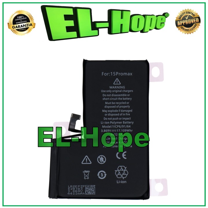 REPLACEMENT BATTERY FOR IPHONE 15 PRO MAX 4422 mAh 4.47V A3106