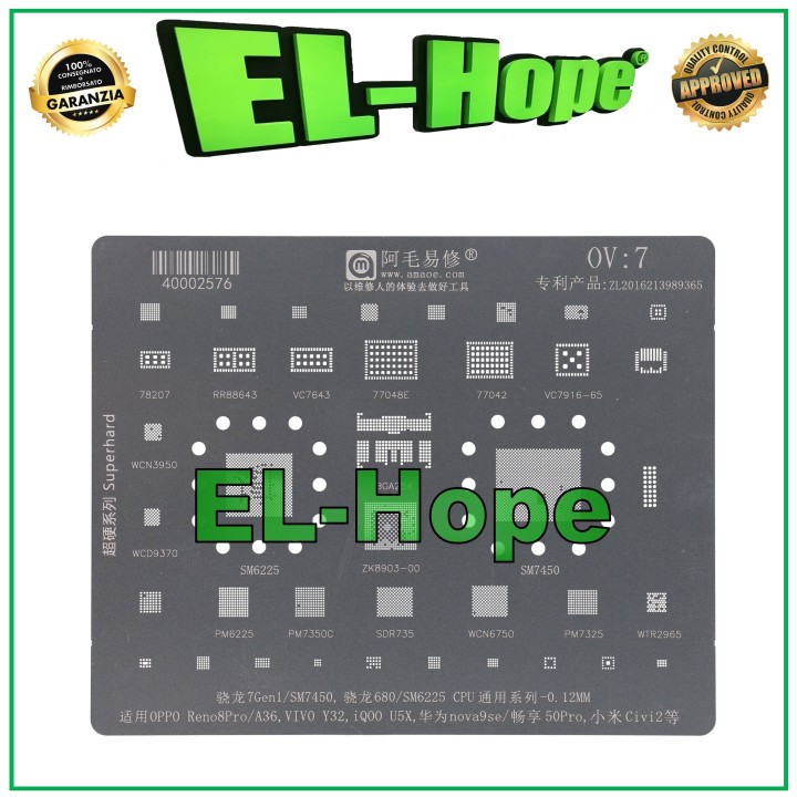 AMAOE OV7 REBALLING STENCIL FOR OPPO RENO 8 PRO / VIVO Y32 iQOO /HUAWEI NOVA 9SE