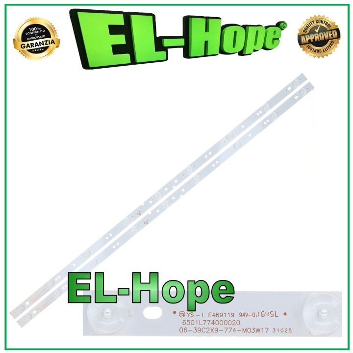 KIT OF 2 9 LED STRIP BARS FOR 39  TV AKAI 06-39C2X9-774-M03W17 6501L774000020