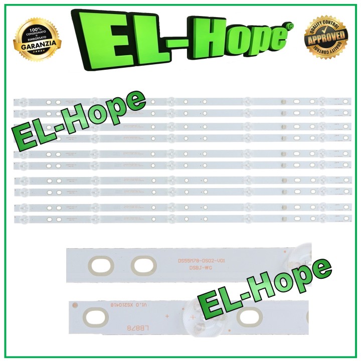 KIT 10 5 LED STRIP BARS FOR 55  TV AKAI DS55M7B-DS02-V01 DSBJ-WG LB878 L530mm