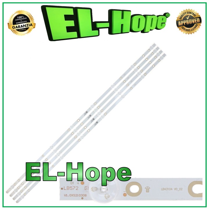 KIT 4 BARS 8 LEDs FOR 43  PHILIPS TV LBM430M0801-BW-3 L/R LB43104 43PUS616212