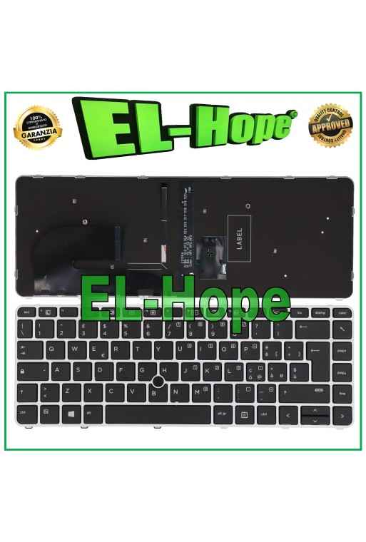 ITALIAN KEYBOARD FOR HP ELITEBOOK 745 840 G3 G4 NOTEBOOK SILVER BACKLIT