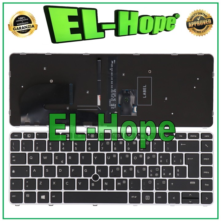 ITALIAN KEYBOARD FOR HP ELITEBOOK 745 840 G3 G4 NOTEBOOK SILVER BACKLIT