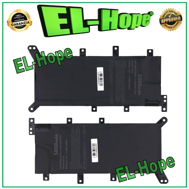 ASUS X555 NOTEBOOK PC BATTERY 5000 mAh 7.6V / 38Wh BLACK EQUAL TO ORIGINAL