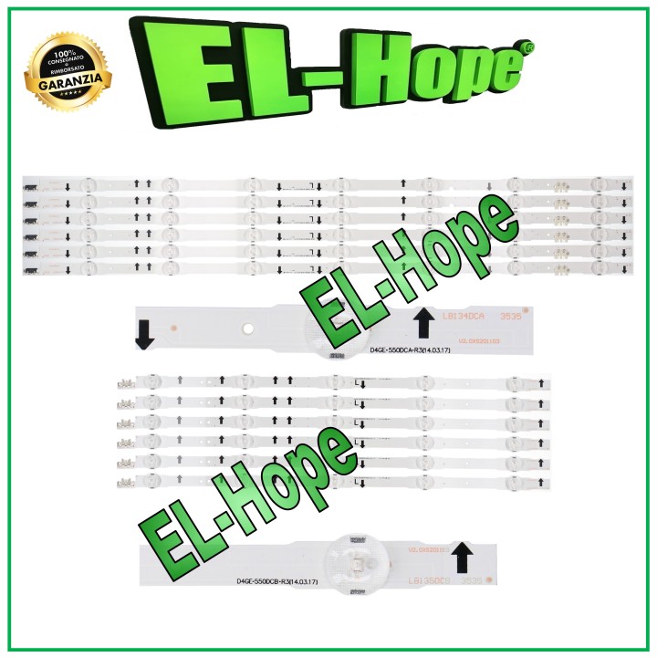 KIT 12 LED STRIP BARS FOR 55  TV SAMSUNG D4GE-550DCA-R3/B 2014SVS55 UE55H SERIES